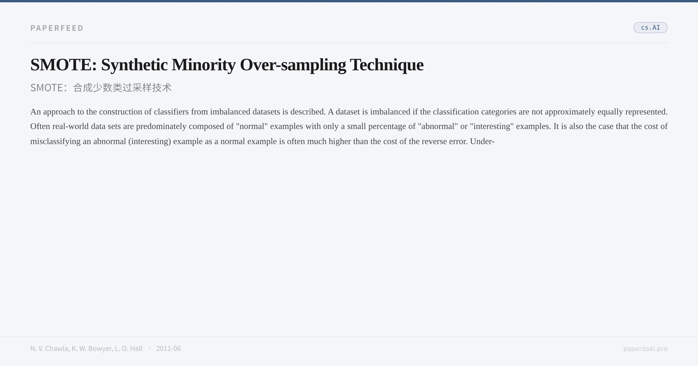 SMOTE: Synthetic Minority Over-sampling Technique
