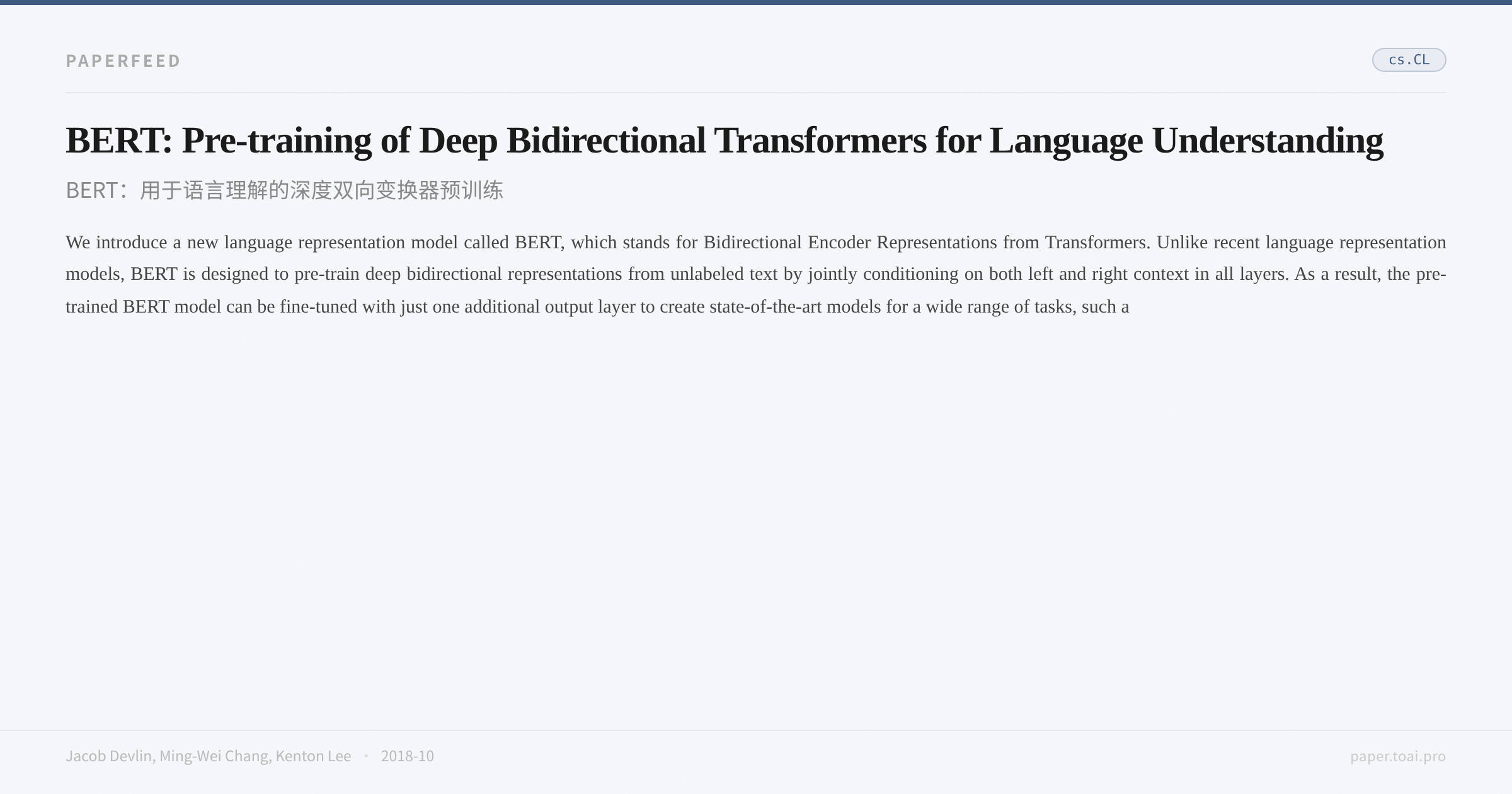BERT: Pre-training of Deep Bidirectional Transformers for Language Understanding