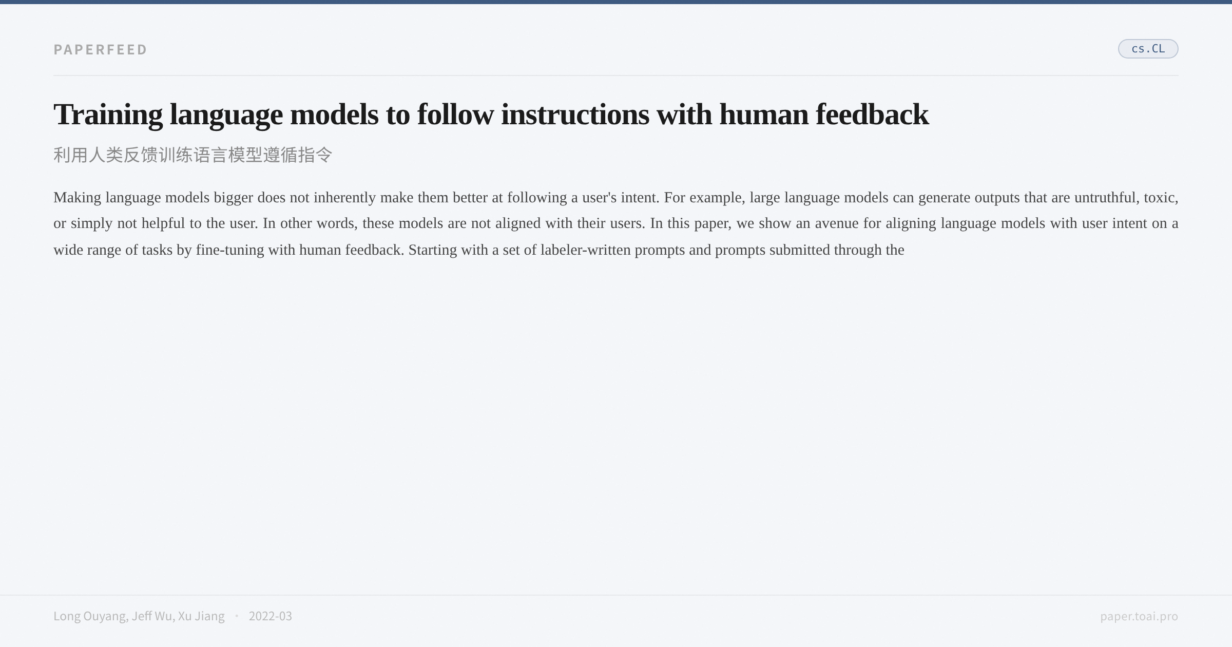 Training language models to follow instructions with human feedback