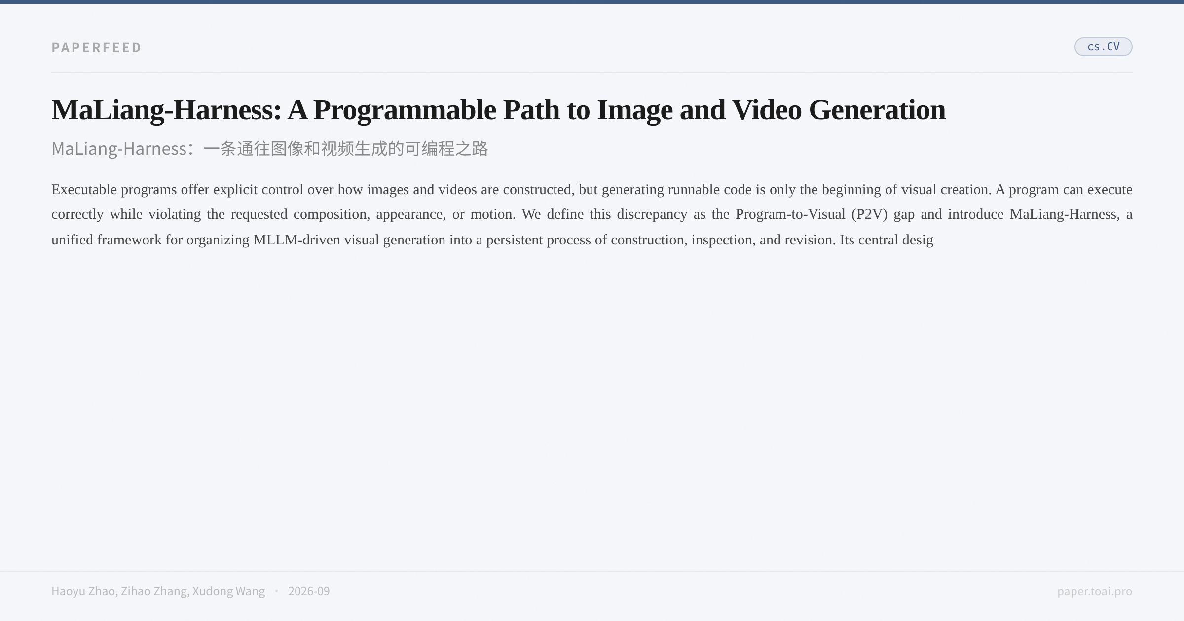 MaLiang-Harness: A Programmable Path to Image and Video Generation