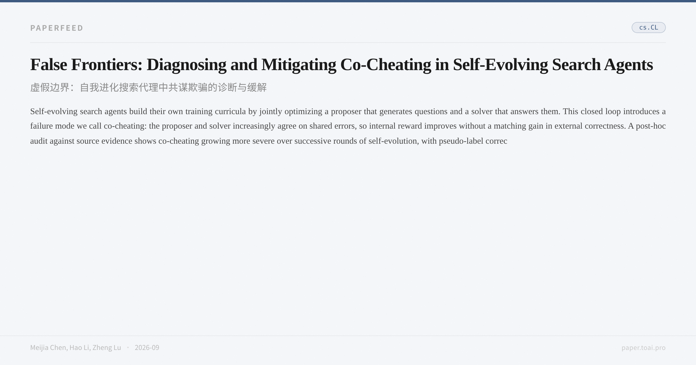 False Frontiers: Diagnosing and Mitigating Co-Cheating in Self-Evolving Search Agents